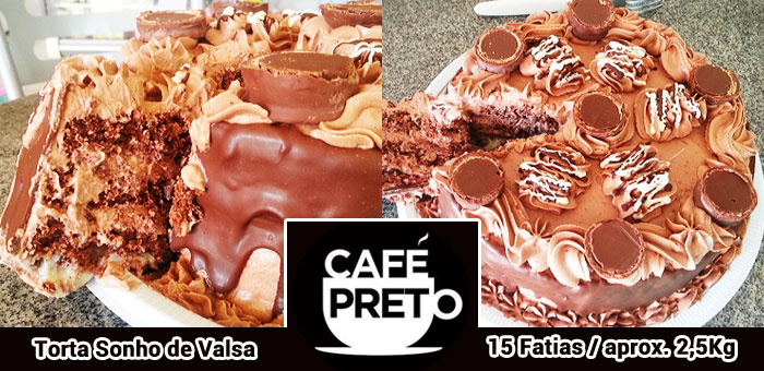 Torta Sonho de Valsa 15 Fatias/ Aprox. 2,5Kg - Café Preto